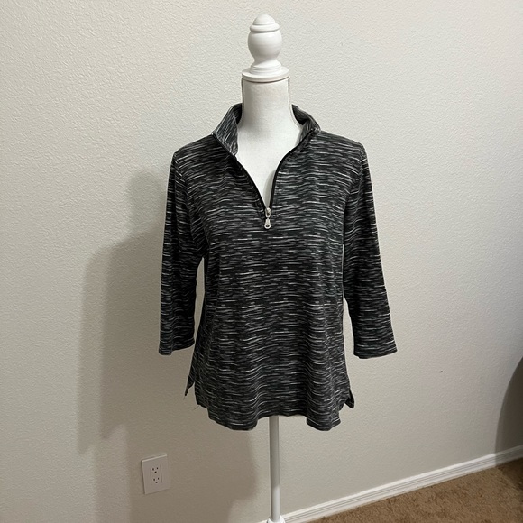 Karen Scott Sport Track Jacket with gray stripe blend - Picture 2 of 5